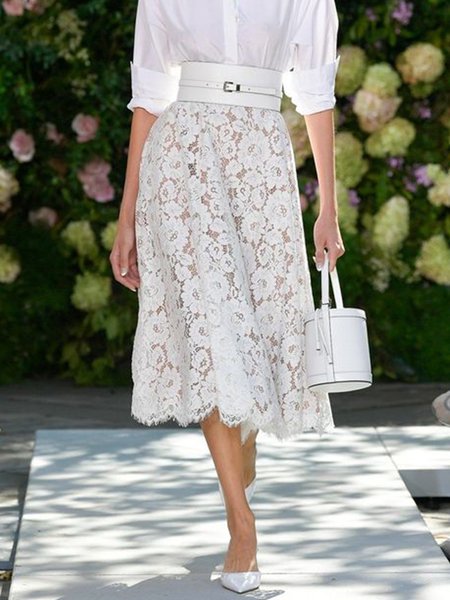 Solid Lady Regular Fit Skirt, White, Skirts