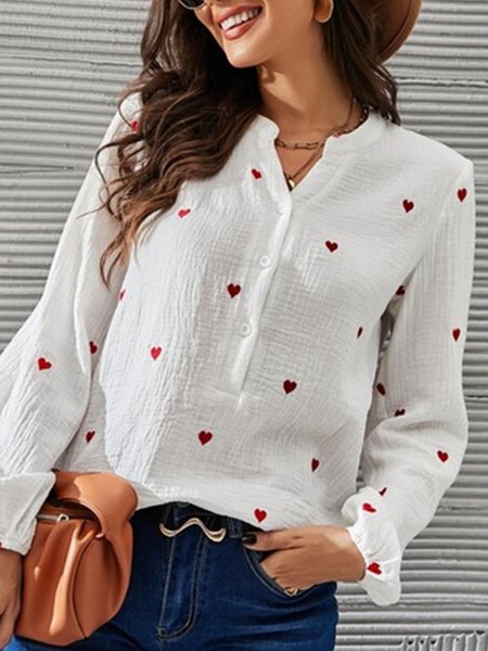 

Elegant Color Block Loosen Shirts & Tops, White, Shirts & Blouses