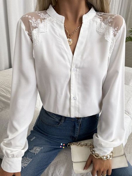 

Solid Loosen Shirts & Tops, White, Blouses & Shirts