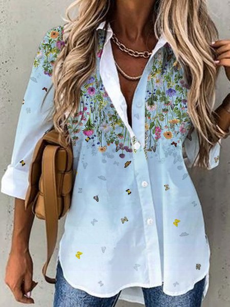 

Loosen Shirt Collar Vacation Floral Shirts & Tops, Multicolor, Shirts & Blouses