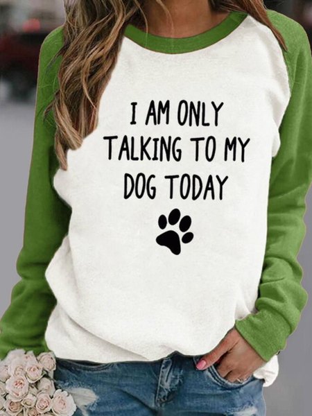 

Letter Casual Cotton Blends Sweatshirt, Green, Hoodies & Sweatshirts