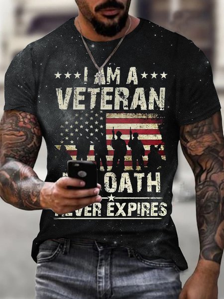 

Starry Sky I Am A Veteran And My Vow Never Expires Men's Shirt, Black, T-shirts