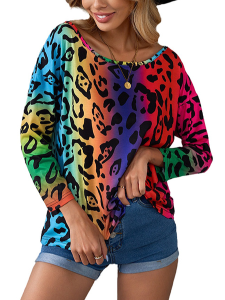 

Cotton Blends Leopard Casual Shirts & Tops, Multicolor, Tops