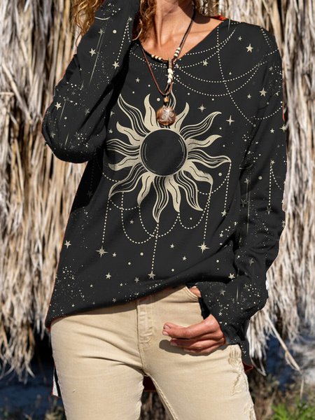 

Loosen Boho Star Shirts & Tops, Black, T-Shirts