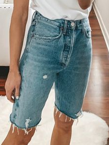 

Casual Denim Plain Loosen Pants, Blue, Jeans