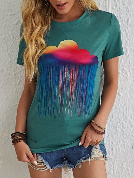 

Cloud & Rain Print Tee, Multicolor, T-Shirts