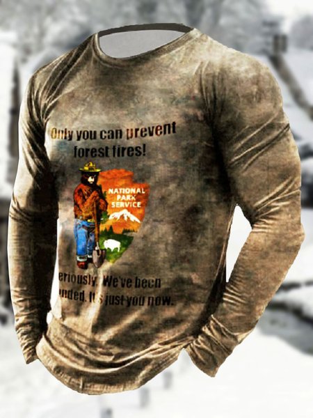 

Men's Animal Pattern Casual Round Neck Long Sleeve Tee, Color2, T-shirt