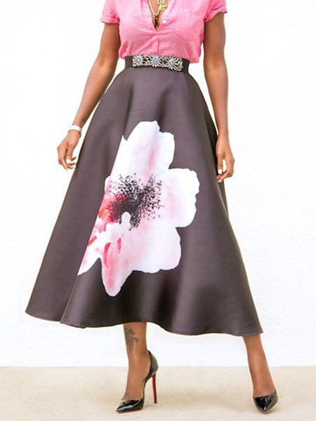 

Lady Regular Fit Floral Skirt, Black, Skirts