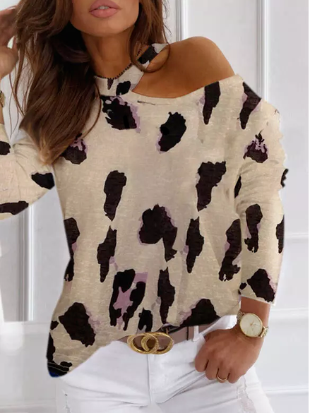

Cotton Blends Casual One Shoulder Shirts & Tops, Khaki, Tops