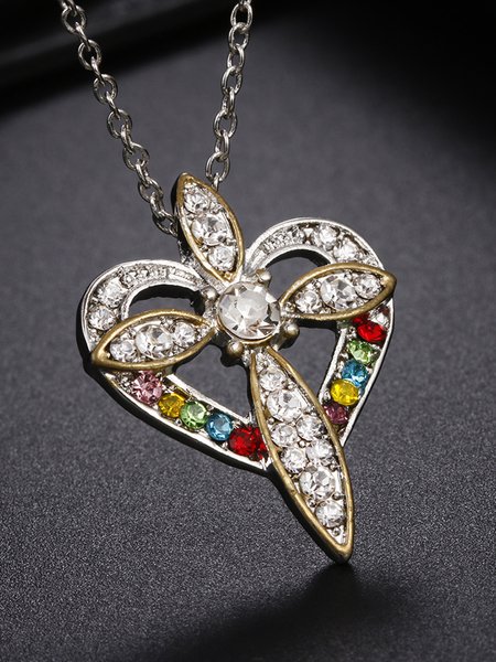 

Love Rhinestone Cross Pendant Necklace, As picture, Necklaces