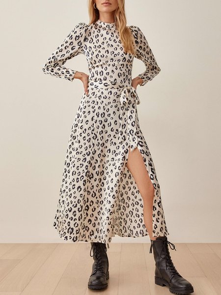 

Stand Collar Leopard Dresses, Midi Dresses