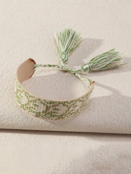 

Ethnic Style Hand-woven Tassel Hand Rope Bracelet, Green, Bracelets