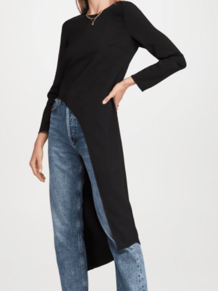 

Spring Crew Neck Loosen Plain Daily Non-Stretch Daily Tops, Black, Tops