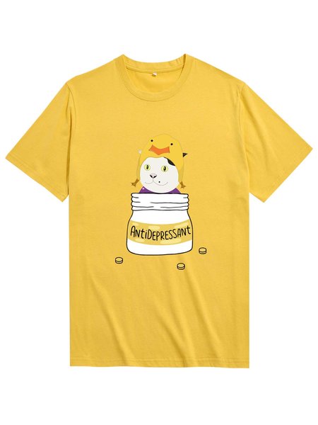 

Unocis Mr. White Antidepressant Crew Neck Cotton Short Sleeve Shirts & Tops, Yellow, T-shirts