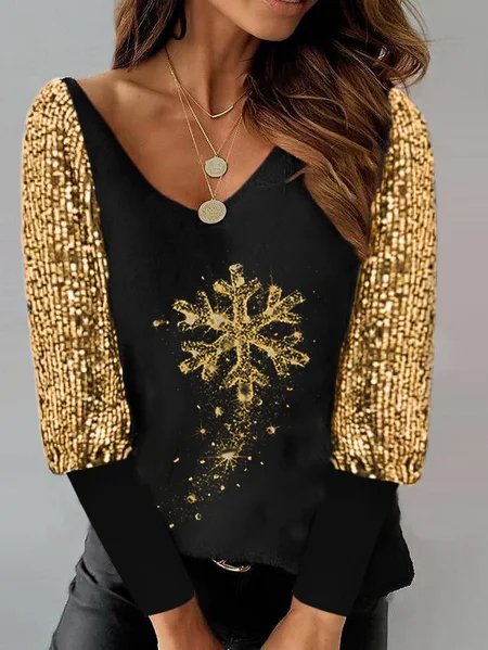 

Casual Crew Neck Shirts & Tops, Black, Long sleeve tops