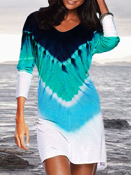 

Casual Crew Neck Cotton Blends Dresses, Multicolor, Mini Dresses