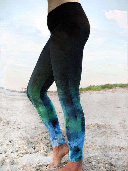 

Casual Skinny Cotton Blends Pants, Black-green, Leggings