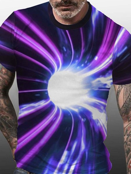 

3D Print Graphic Optical Illusion Crew Neck Short Sleeve Shirts & Tops, As picture, T-shirts