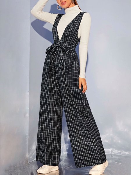 

Plain Regular Fit Wide Leg Casual Pants, Black, Jumpsuits