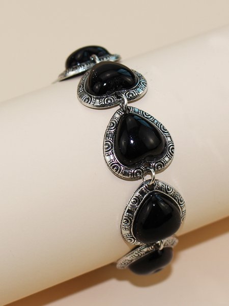 

Vintage Alloy Heart Turquoise Bracelet, Black, Bracelets