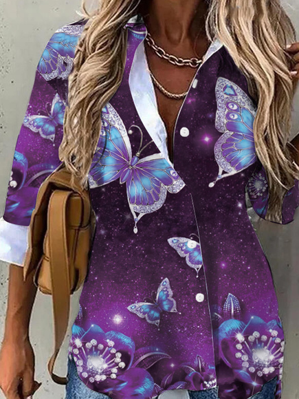 

Loosen Butterfly Shirts & Tops, Purple, Shirts & Blouses