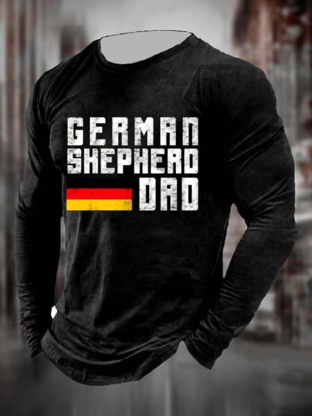 

Men's Flag Pattern Casual Round Neck Long Sleeve Tee, Color1, T-shirt