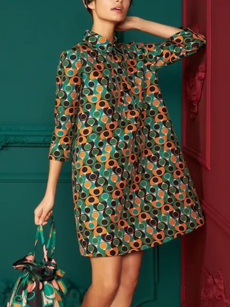 

Geometric Vintage Dresses, Green, Mini Dresses