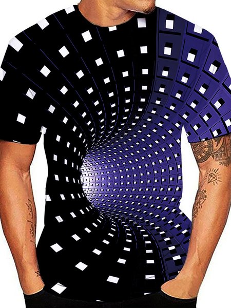 

3D Print Graphic Optical Illusion Men's Shirts & Tops, Blue, T-shirts