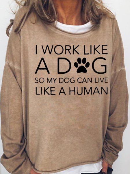 

Funny Dog Lover Letter Casual Sweatshirts, Light brown, Hoodies&Sweatshirts