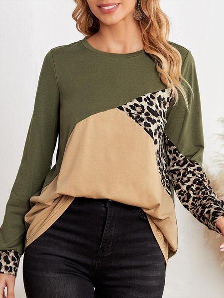 

Leopard Panel Cut And Sew Tee, Multicolor, Tops