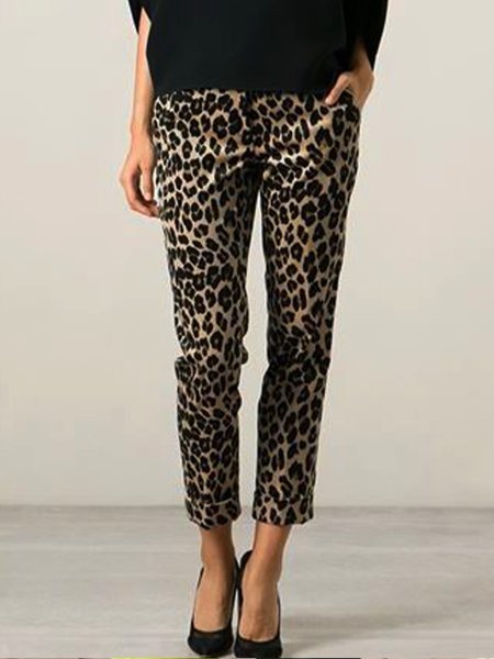

Daily Slim Fit Leopard Pants, Cropped Pants