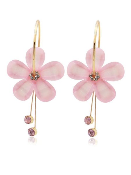 

Acrylic Crystal Flower Earrings, Pink, Earrings