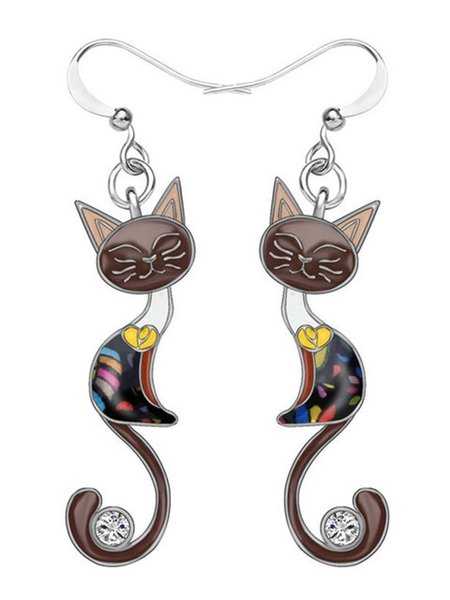 

Colorful Cat Earrings, Brown, Earrings