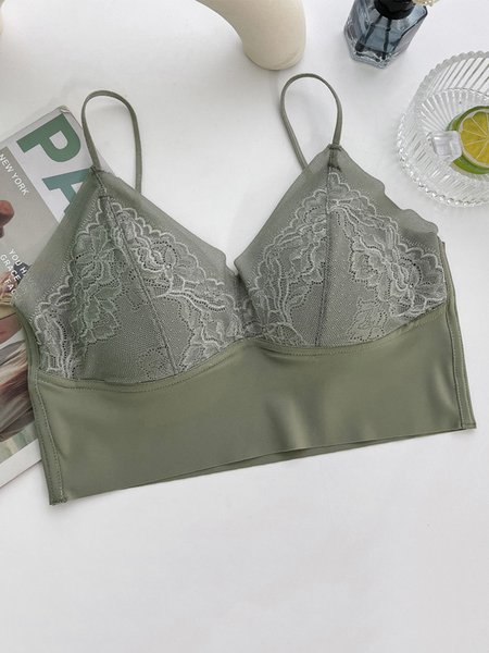 Sexy French Triangle Cup Lace Sling Seamless Underwear, Darkgreen, Underwear