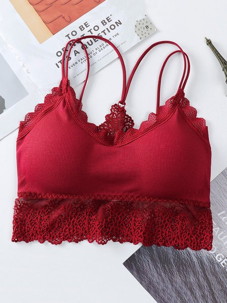 Sexy Cross Straps Lace Side Wrap Chest, Wine red, Underwear