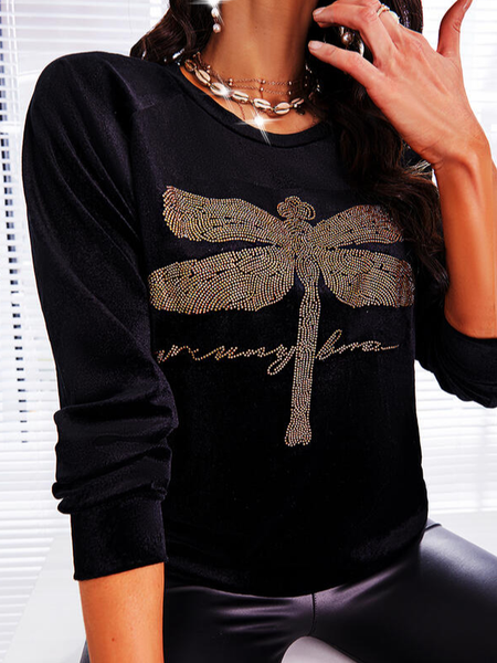 

Loosen Bright Diamond Dragonfly Shirts & Tops, Black, Tops