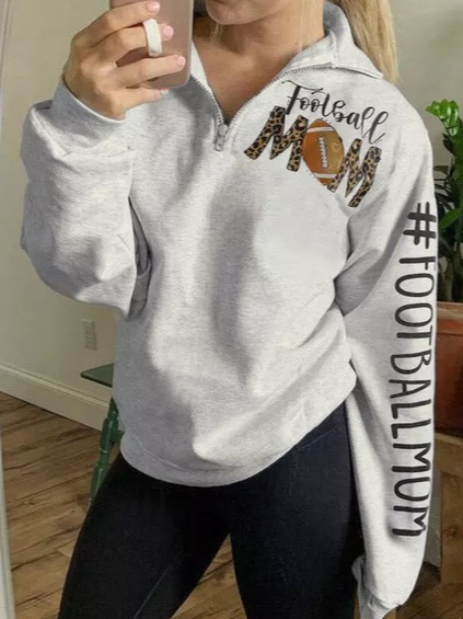 

Casual loose printed sports sweatshirt, Gray, Sweatshirts & Hoodies