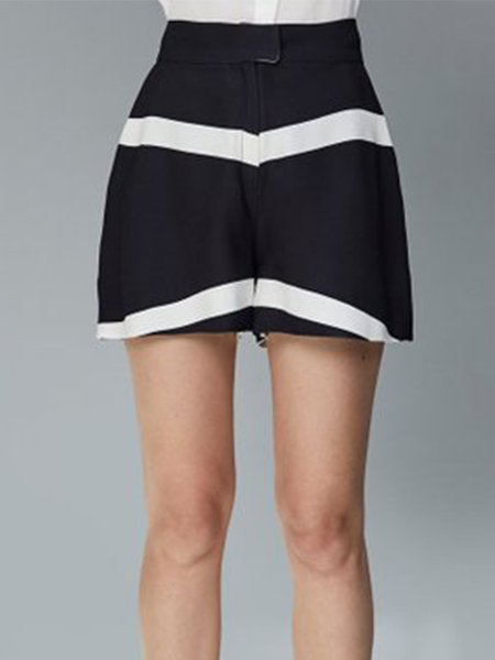 

Work Striped Regular Fit Pants, Black-white, Shorts