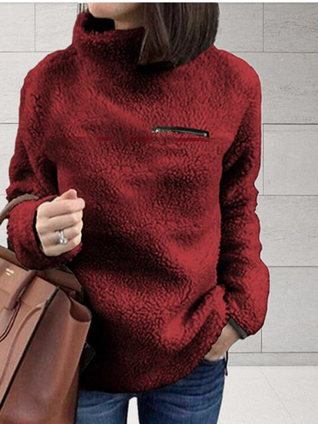 

Casual High Neck Regular Fit Sweatshirt, Wine red, Hoodies & Sweatshirts