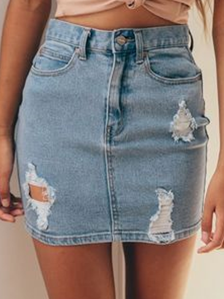 

Casual Loosen Denim Skirts, Blue, Skirts