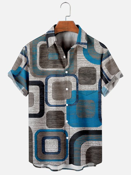 

Leisure Vacation Abstract Gradient Geometric Pattern Hawaiian Style Printed Shirt Top, Multicolor, Shirts ＆ Blouse