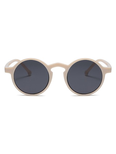

Round Retro Small Frame Sunglasses, Off white, Accessories