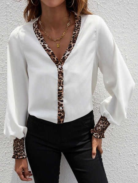 

Cotton Blends Loosen Casual Shirts, White, Blouses & Shirts