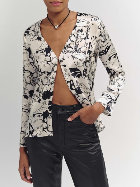 

V Neck Figure Loosen Shirts & Tops, White, Blouses and Shirts