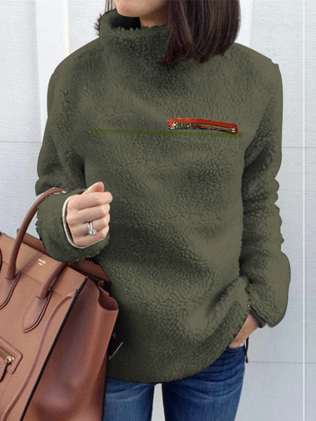 

Casual High Neck Regular Fit Sweatshirt, Army green, Hoodies & Sweatshirts