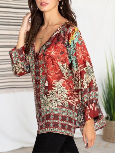

Spring and summer comfortable cardigan with floral elements, Multicolor, Tops