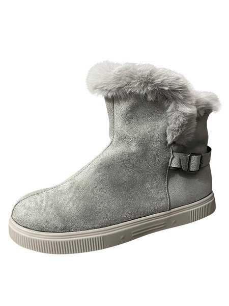 

Simple Stitching Plus Velvet Warm Short Ankle Boots, Gray, Boots