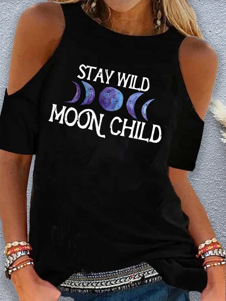 

Regular Fit Statement Shirts & Tops Off The Shoulder Tops for Women, Black, T-Shirts