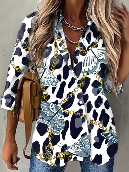 

Loosen Butterfly Vacation Shirts & Tops, White, Shirts & Blouses