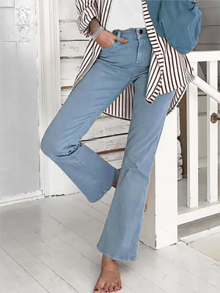 

Plus size Plain Denim Jeans Casual Pants, Blue, Jeans